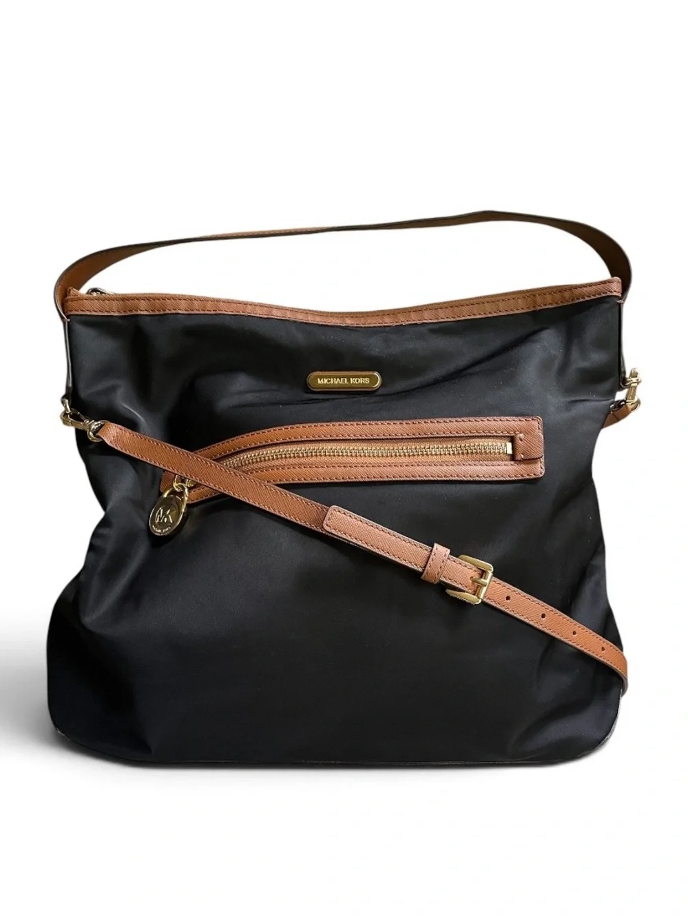 Michael Kors Kempton Black Nylon & Leather Crossbody Handbag